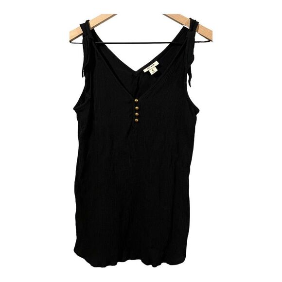 a.n.a Tank Flowy Tie Shoulder Halter Top V-Neck V-Back Basic Shirt Black XS - Picture 4 of 12